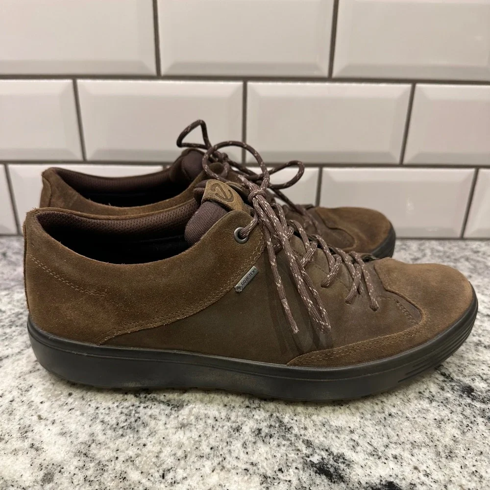 ECCO Mens 43 Soft 7 Tred GTX Sneakers Brown Waterproof Suede Gore-Tex Gorpcore